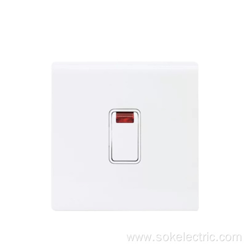 20A250V Double Pole Switch with Neon switch 86x86mm